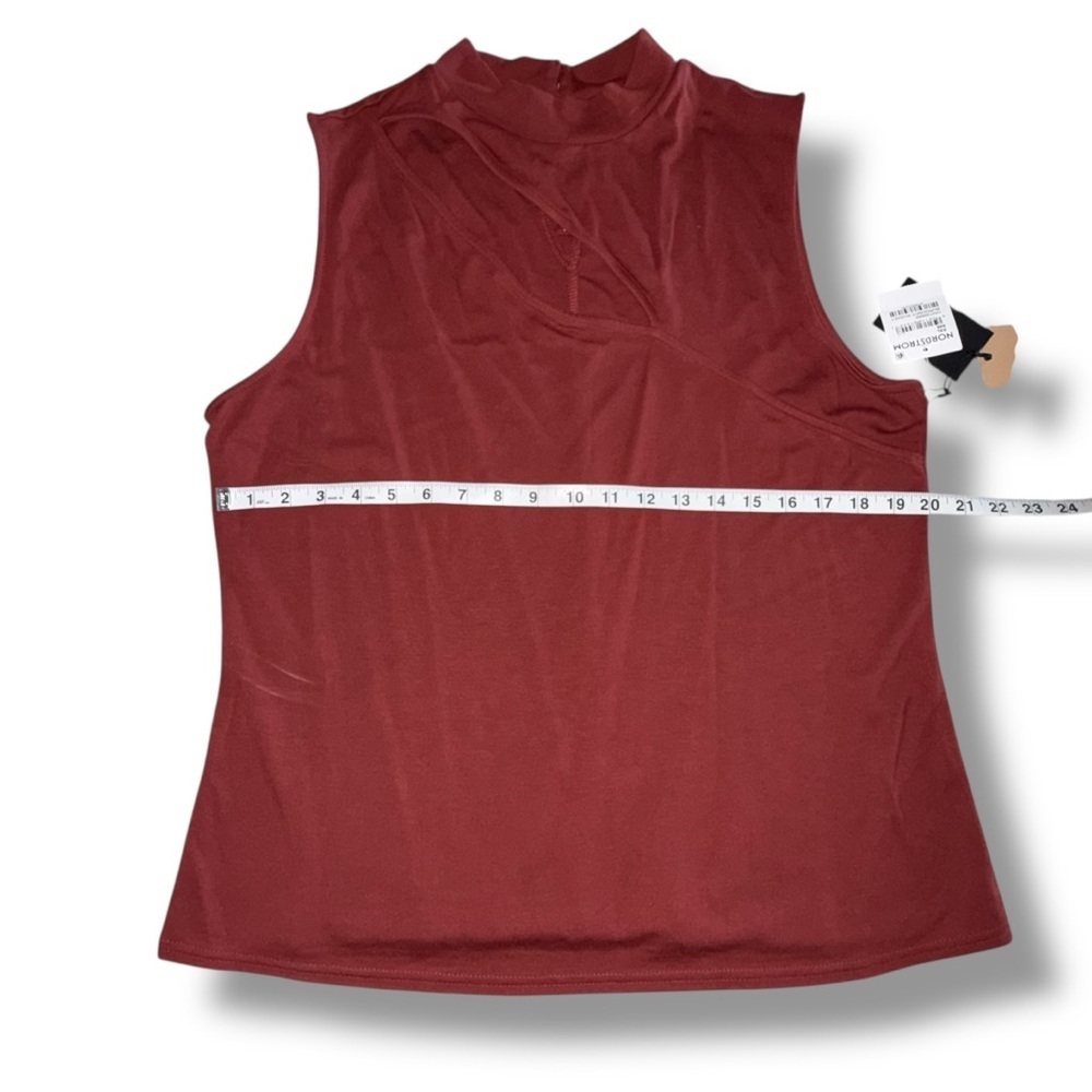 NWT HALOGEN Cut-Out Sleeveless Mock Neck Top - XXL Burgundy Russet - Picture 9 of 10